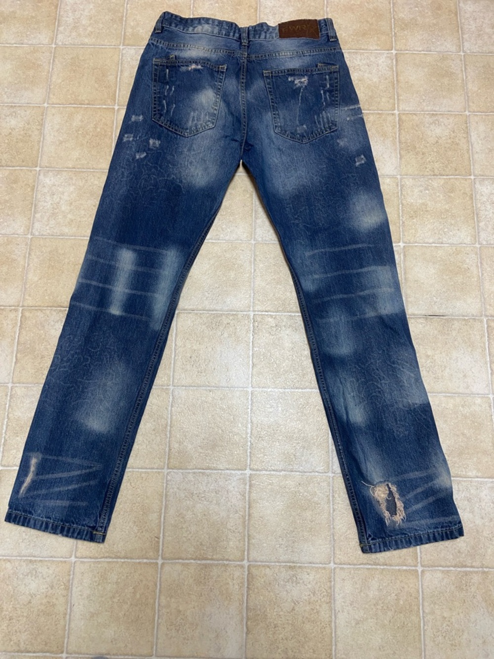 FWRD Denim&Co Men's Distressed Blue Slim Straight Jeans Size 34X34